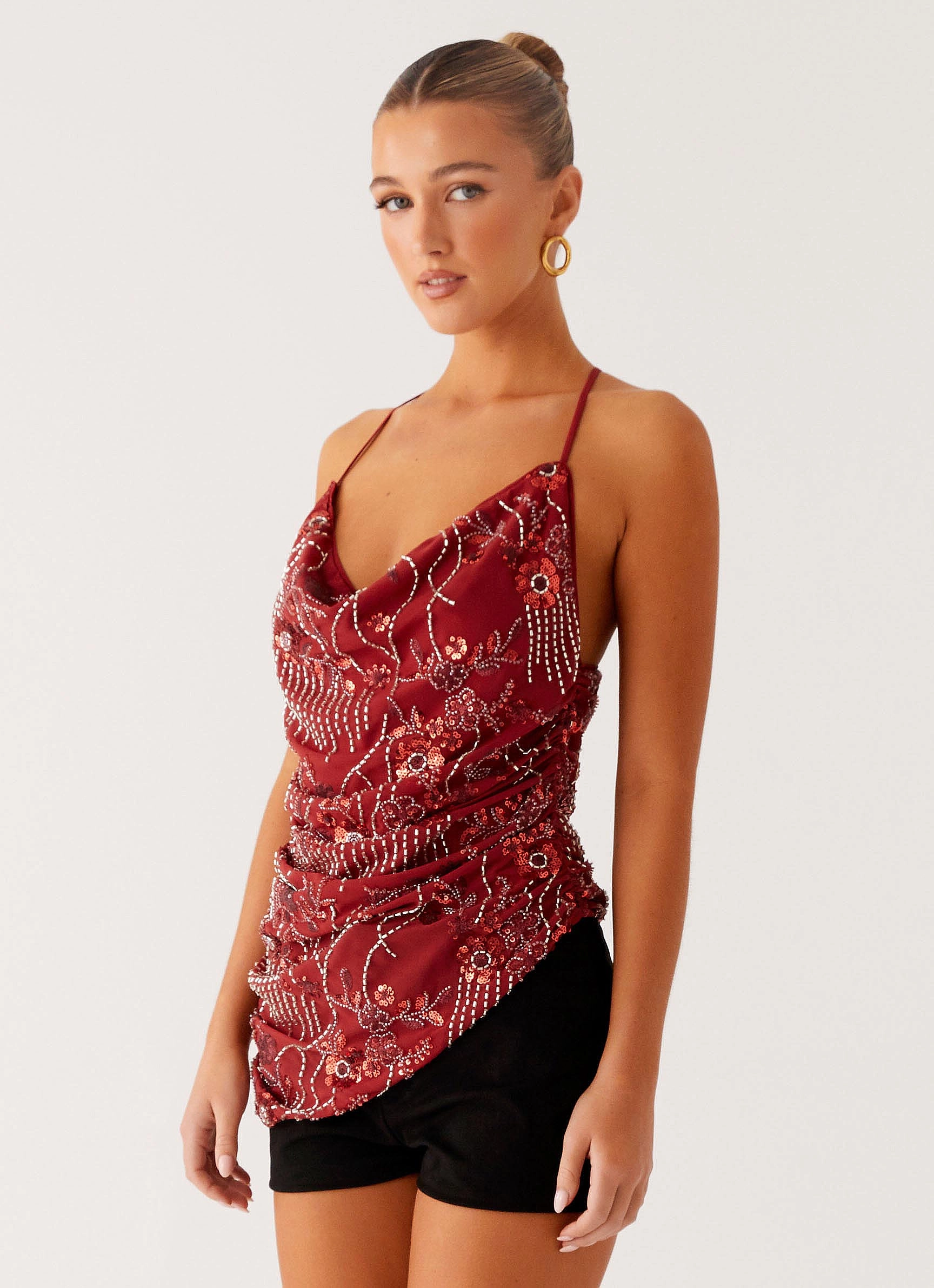 Lost In The Tide Beaded Top - Rust EcoFriendly Manufacturing