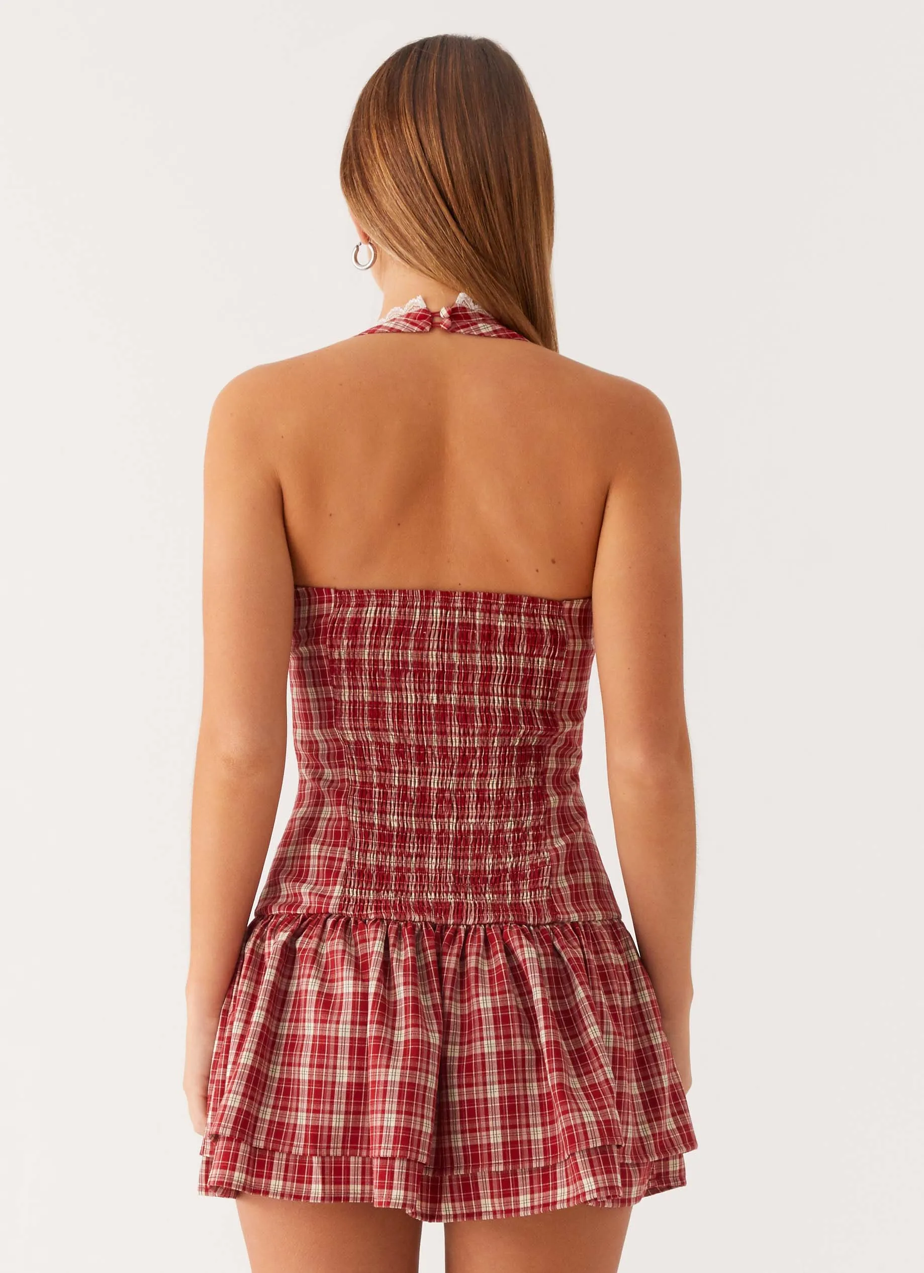 Lotus Dream Mini Dress - Ruby Check Morning Comfort