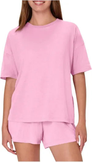 Lounge Sets for Women Short Sleeve Basic T Shirts and Matching Shorts Solid Color 2 Piece Soft Comfy Pajamas Sets