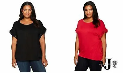 Love Scarlett Women's Plus Size Fringe Accent Tees