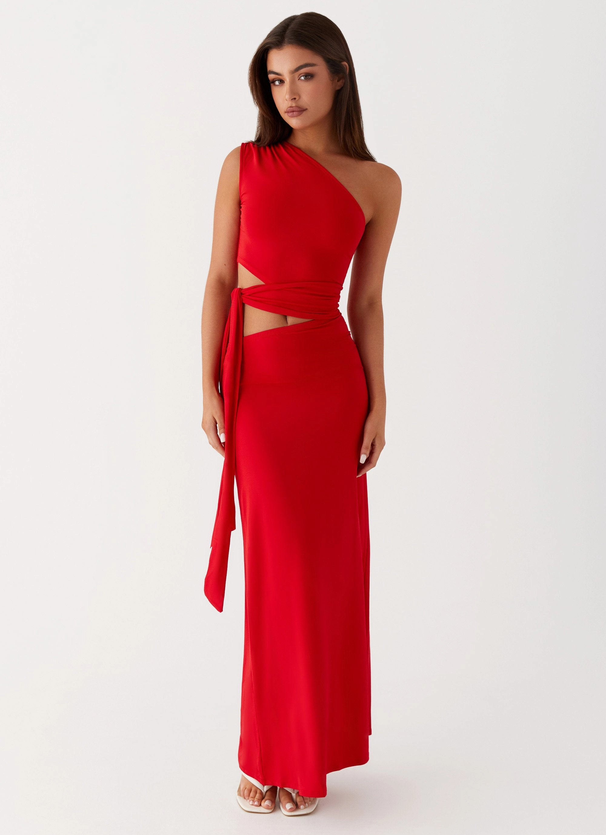 Easy Go Tailored Comfort Love Me Tie Maxi Dress - Red