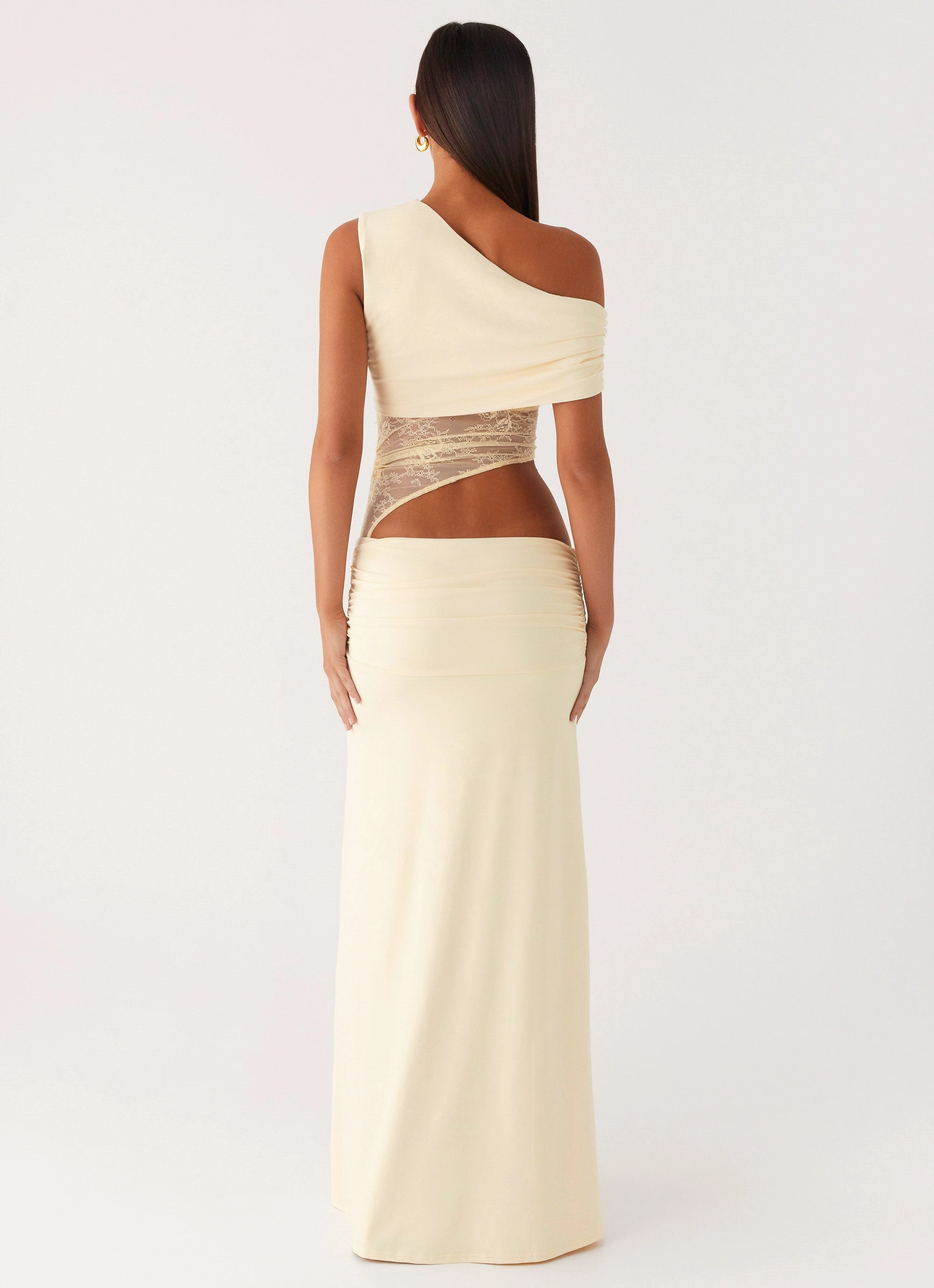 Love Motion Maxi Dress - Lemon Stylish Cut Bodycon-Fit