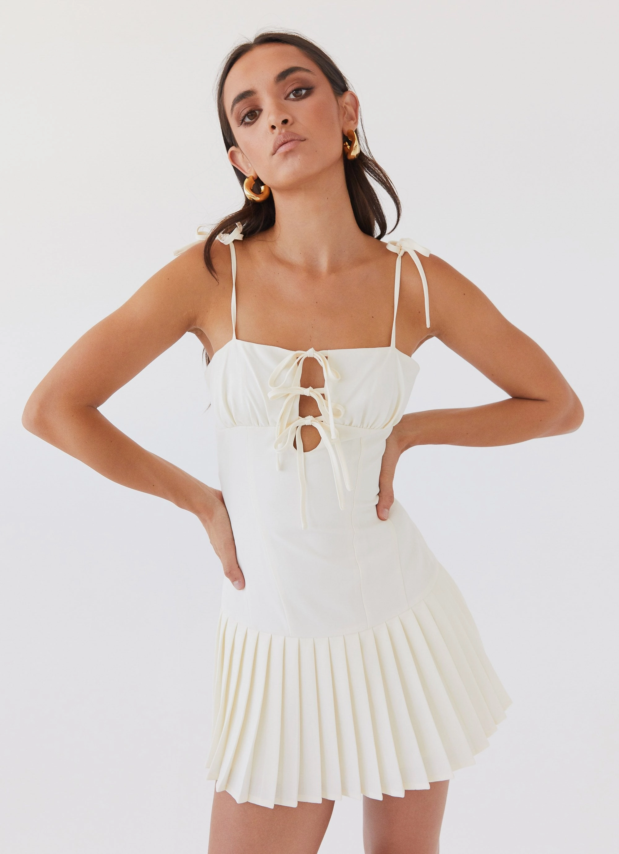 Love Seeker Corset Mini Dress - Ivory Fresh Flow CrinkleResistantWeave
