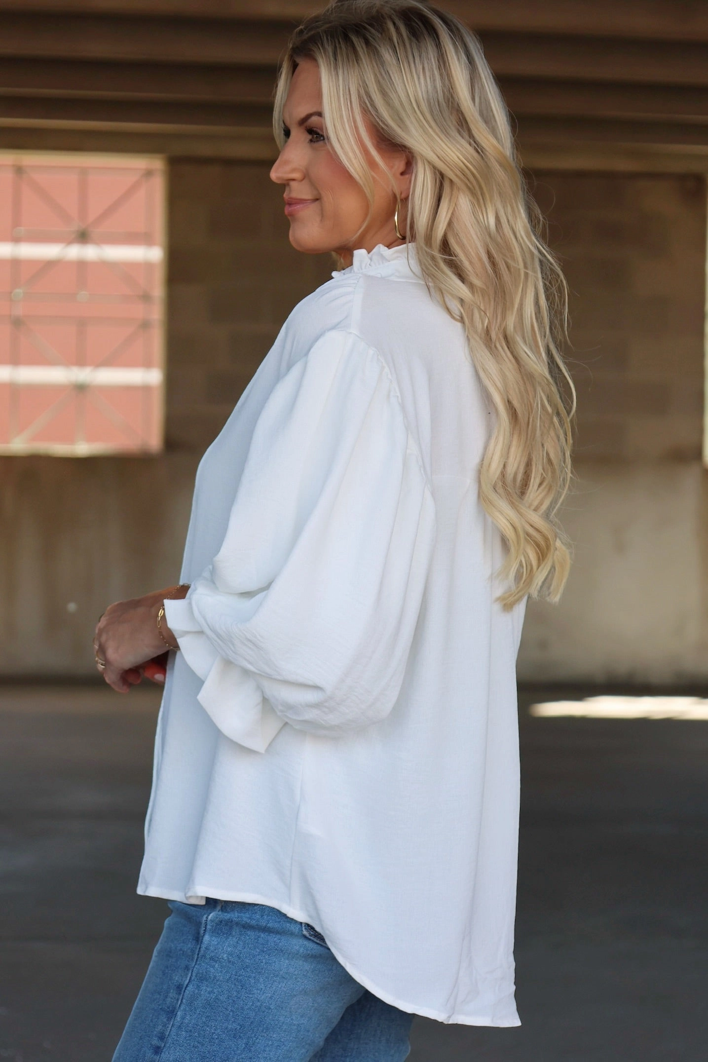 Lovely Blouse- White Raw Edge Finish