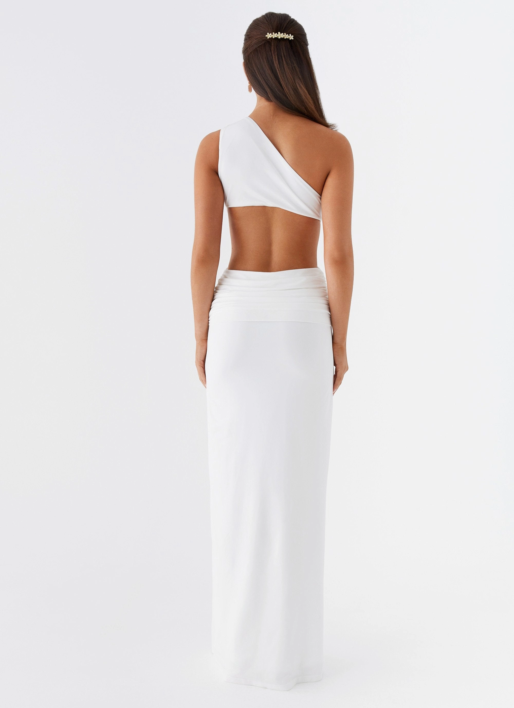 V Neckline Beadwork Lovesome Rosa Maxi Dress - White