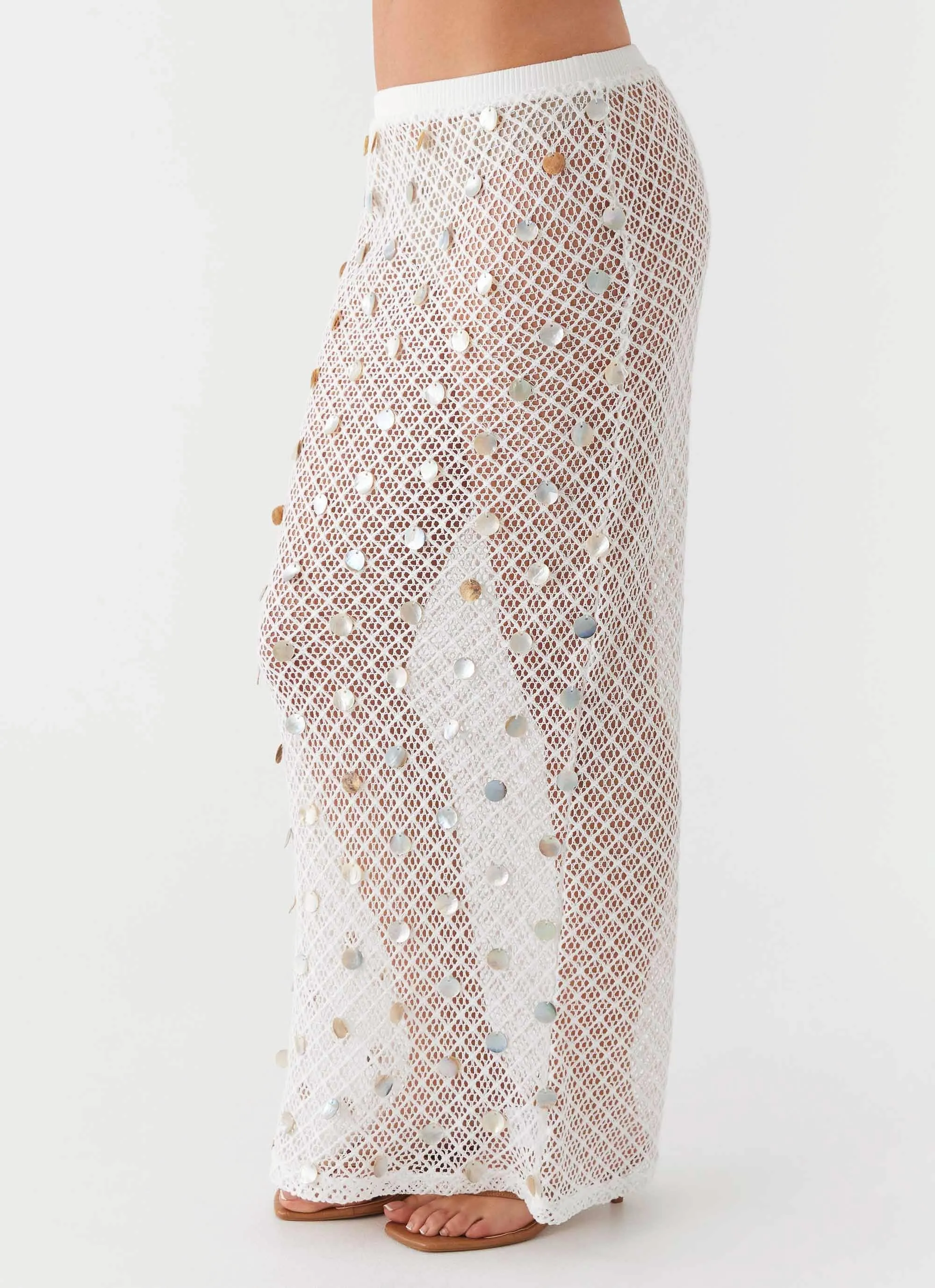 Lovina Shell Knit Maxi Skirt - White yoga session