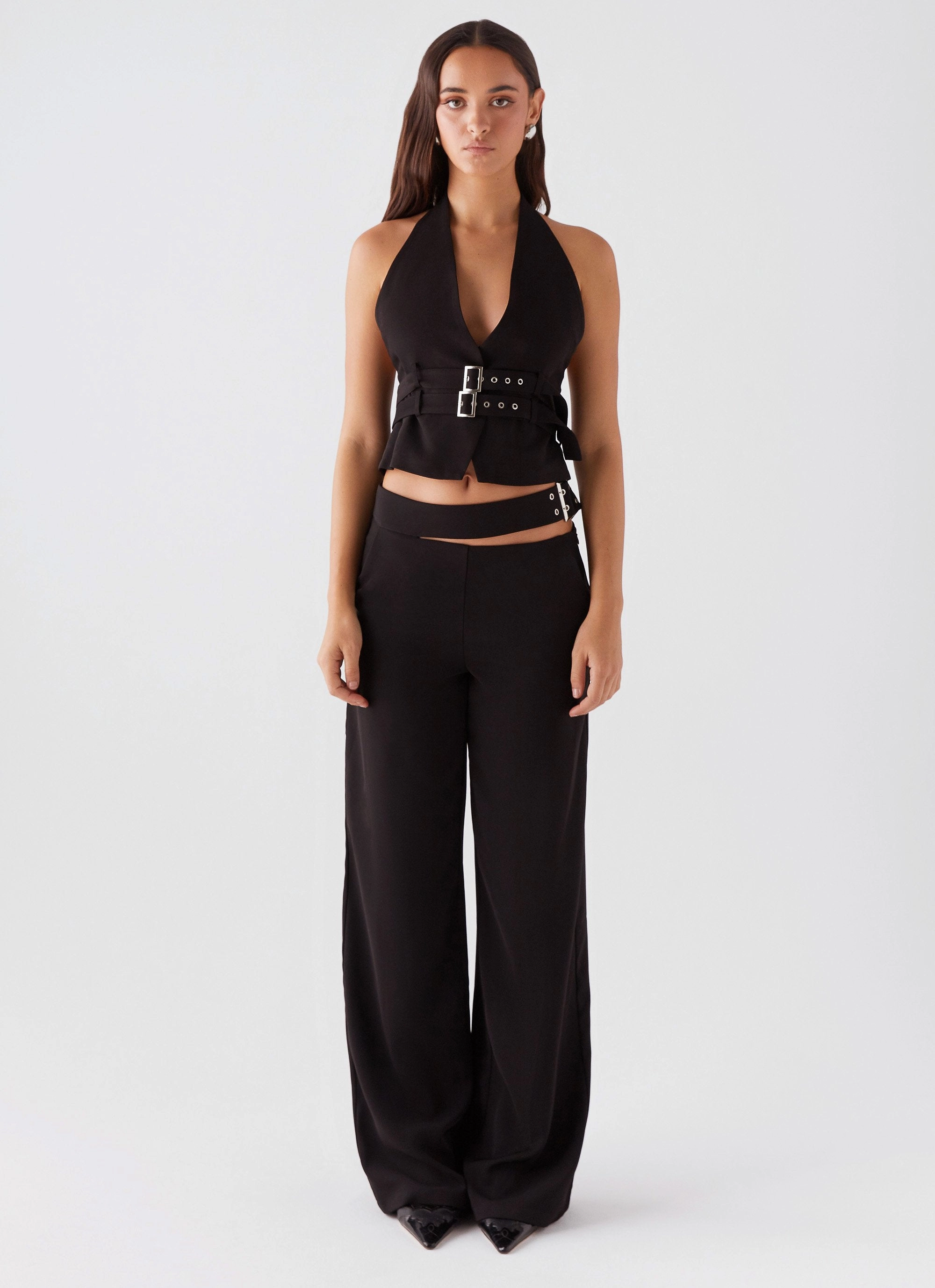 The After Party Cut Out Belt Pants - Black Water resistant coating Flexible shape