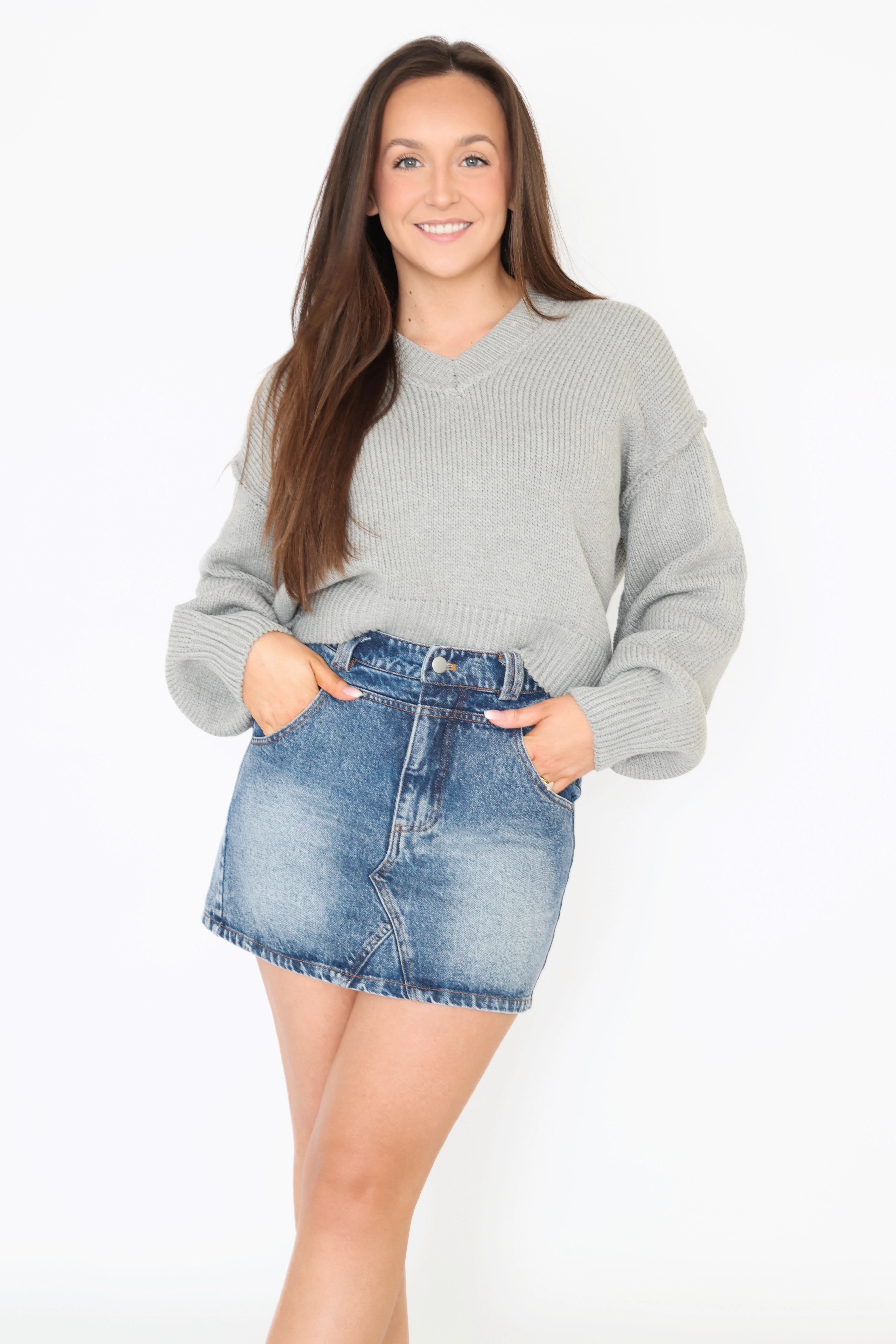 Reinforced Hem Britt Denim Skirt