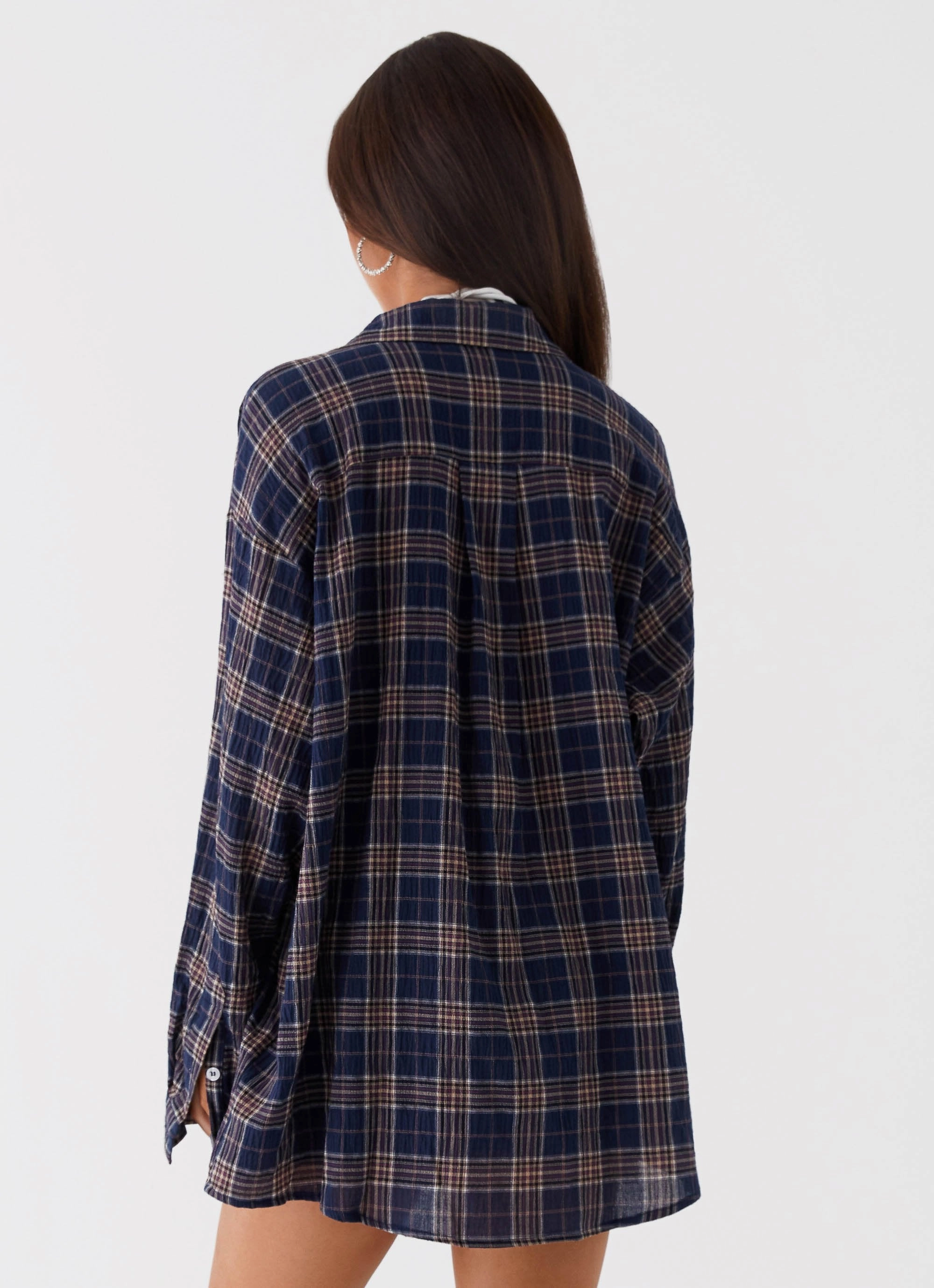 Heat Retention Lining All Occasion Harley Oversized Shirt - Navy Check