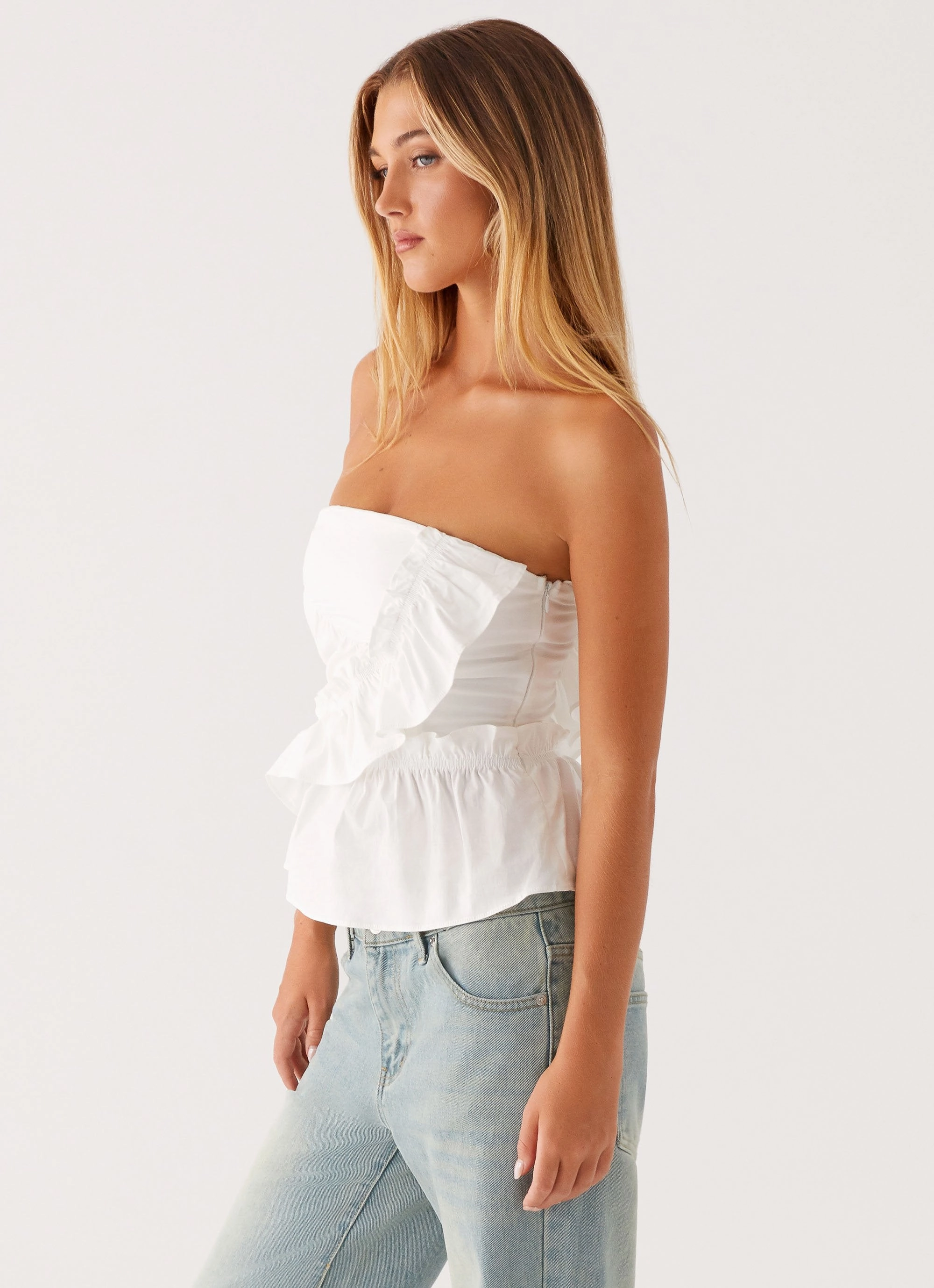 SlimFit Roisin Ruched Top - White