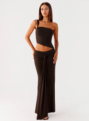 Luara Cut Out Maxi Dress - Chocolate Fashionable Ensemble Luara Cut Out Maxi Dress - Chocolate Chic Casual Wear Flowy Texture
