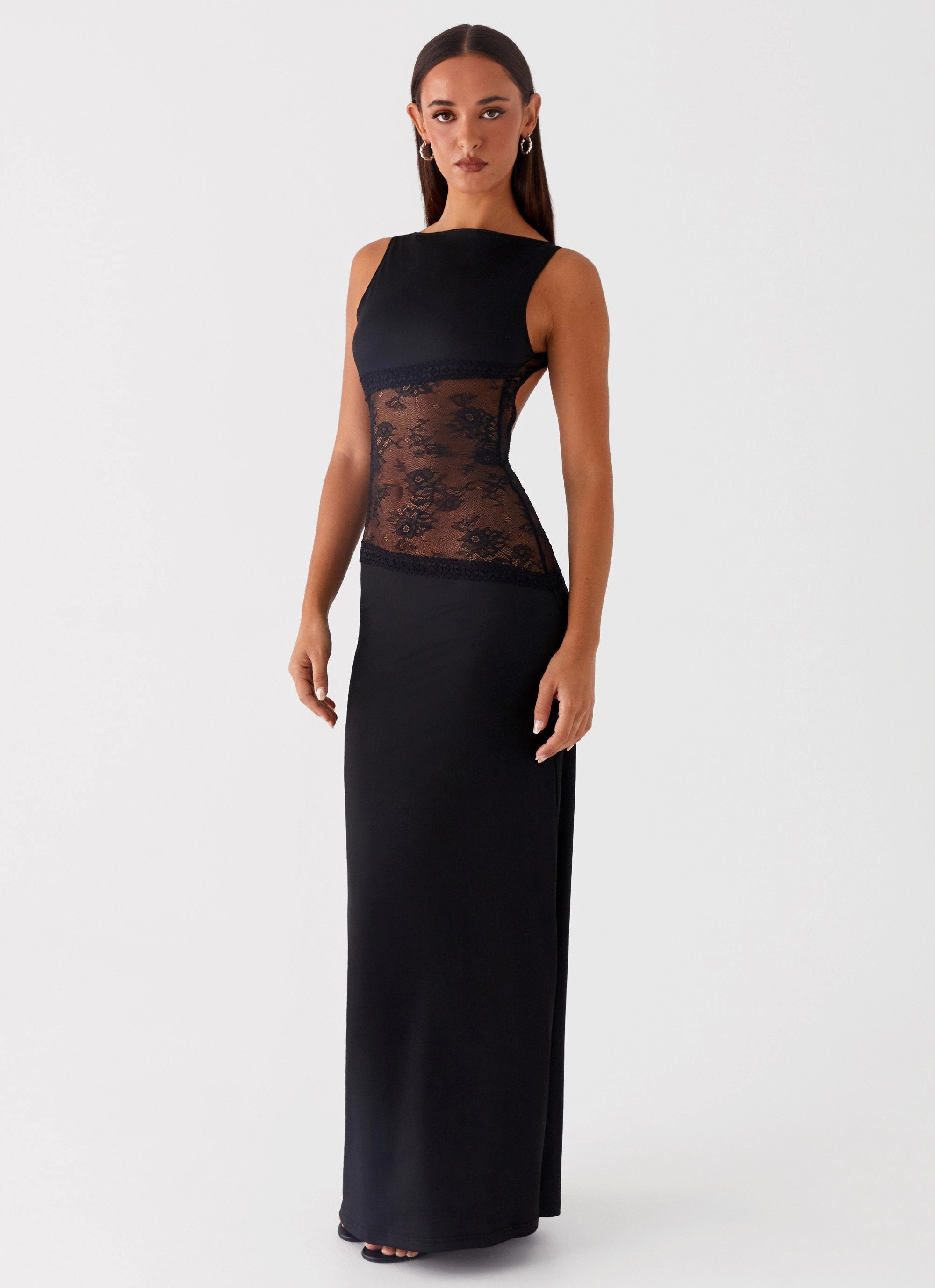 Embroidered Fabric Lucinda Maxi Dress - Black