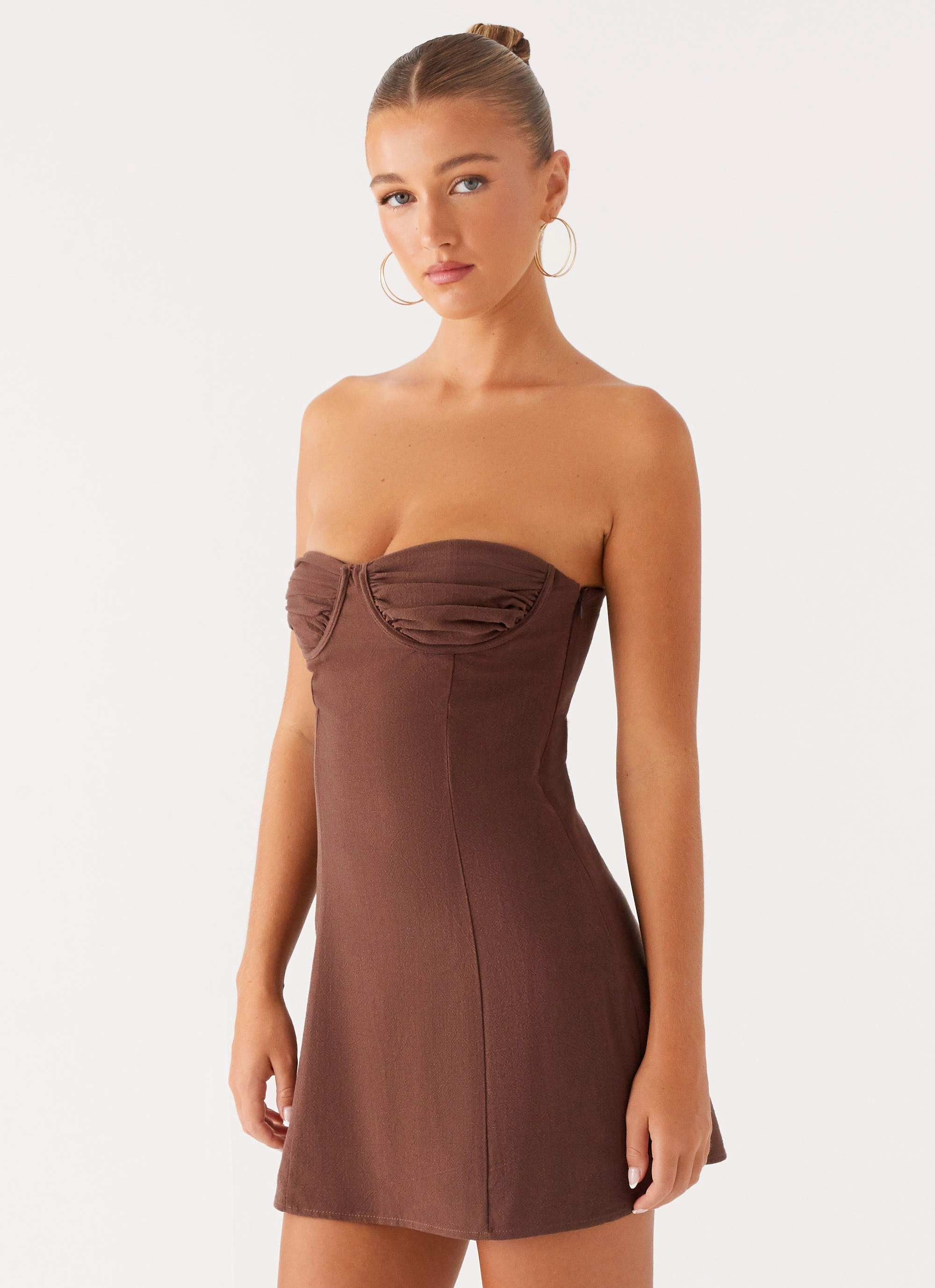 Sculpted Form Comfy Look Ludo Mini Dress - Chocolate