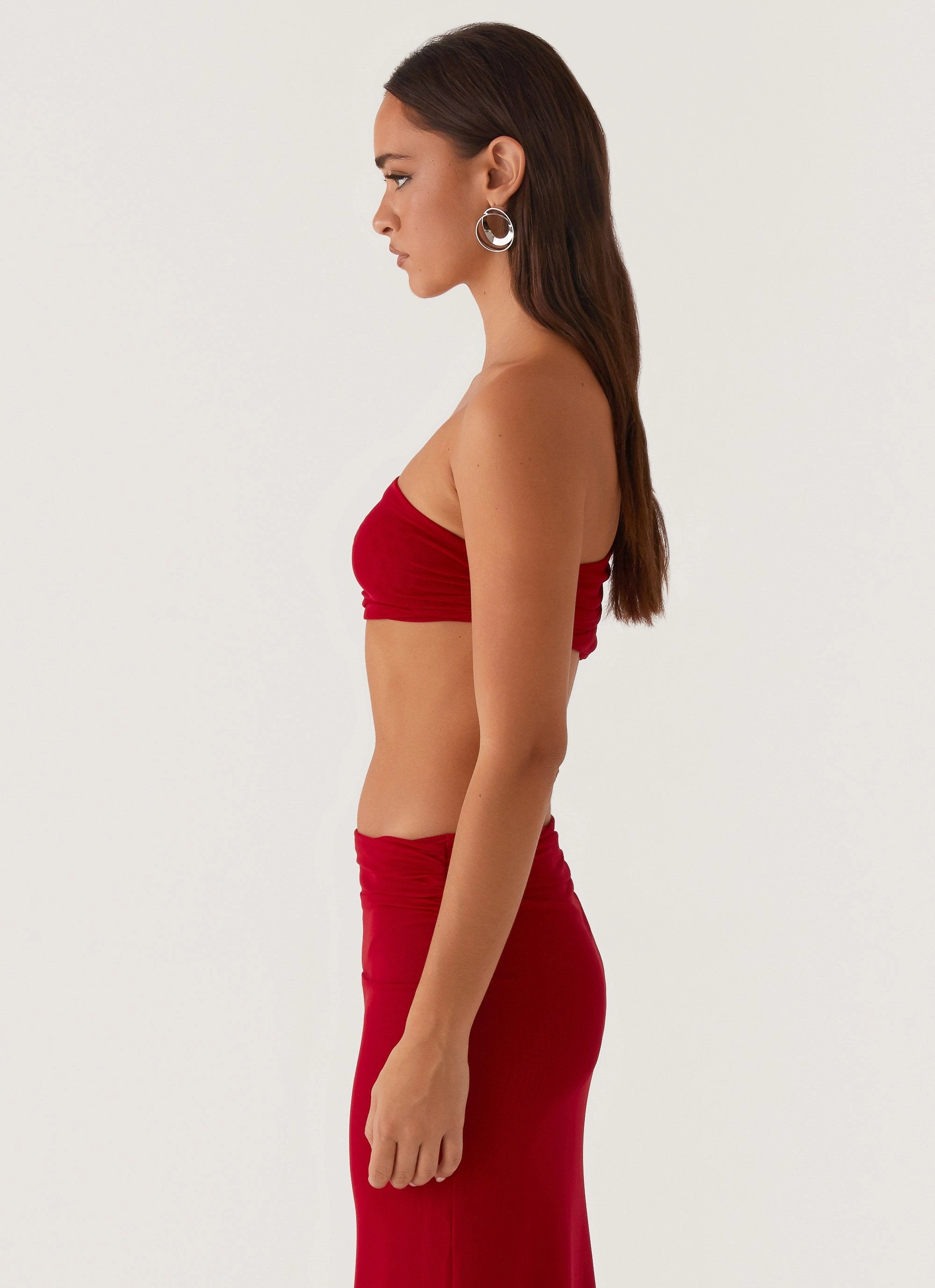 Luella One Shoulder Top - Red Tubular Body Construction Reinforced Shoulders