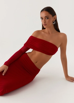 Luella One Shoulder Top - Red LongLastingDurability Convertible Style