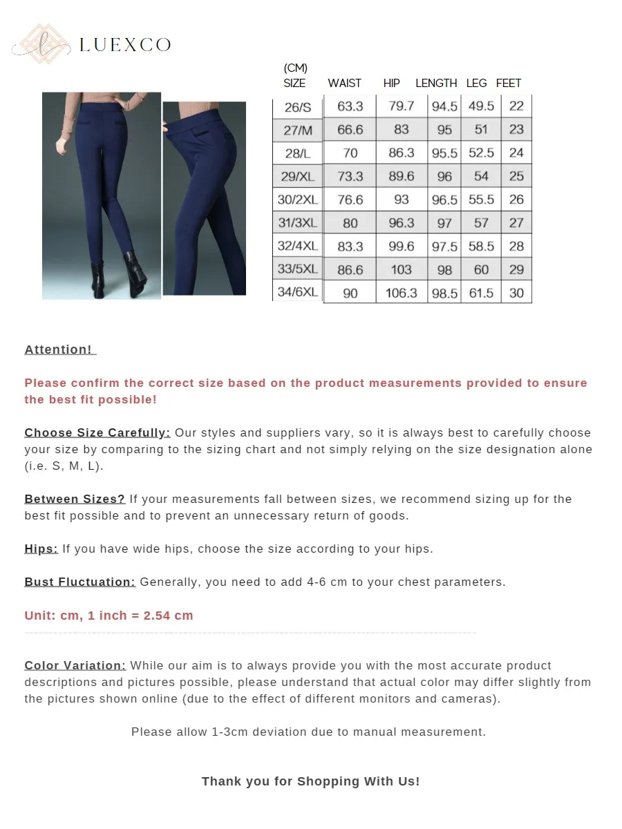 Luexco High Waist Leggings Thick Solid Stretch Pants