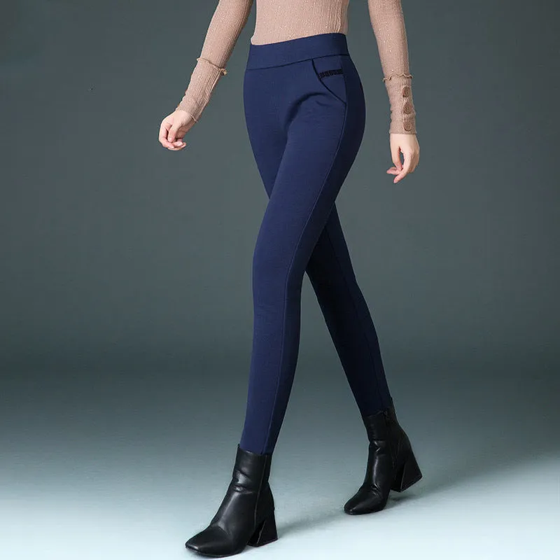 Luexco High Waist Leggings Thick Solid Stretch Pants