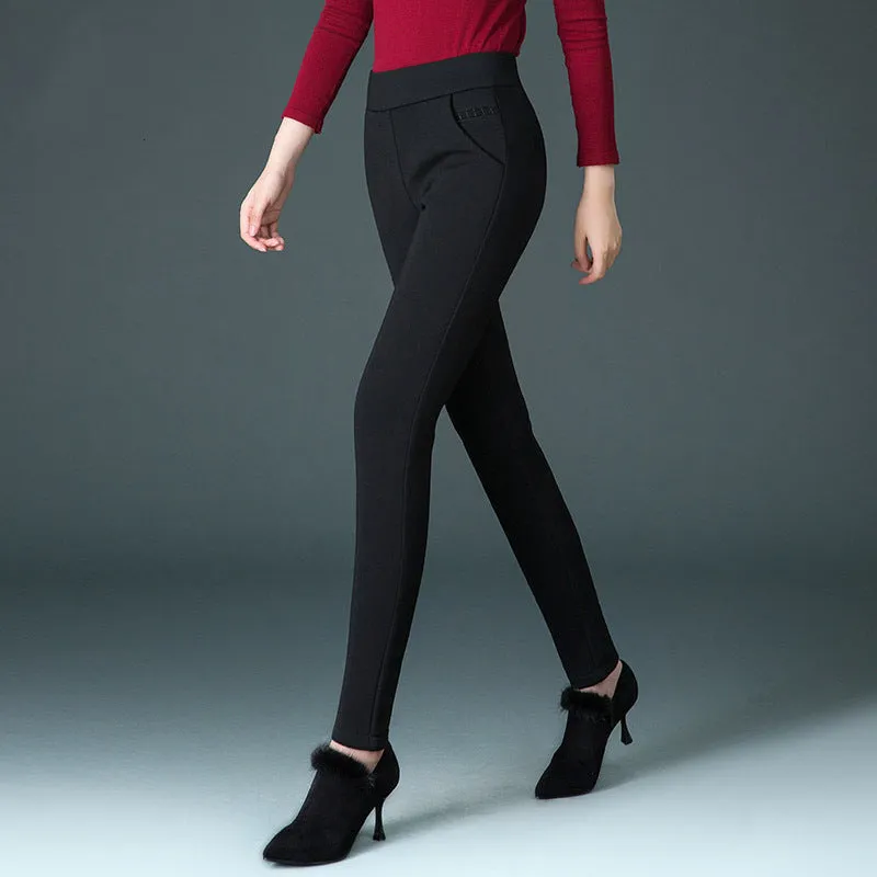Luexco High Waist Leggings Thick Solid Stretch Pants