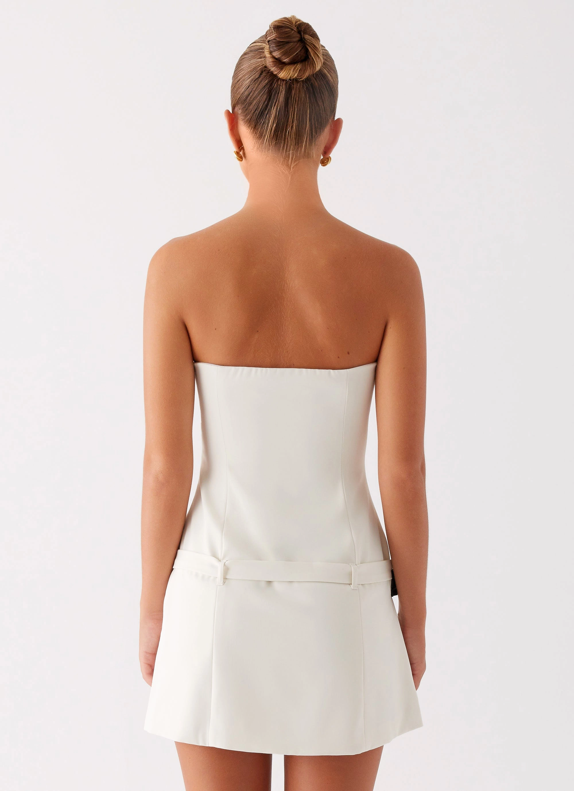 Lume Strapless Mini Dress - Ivory Walk Easy Wardrobe-Staple