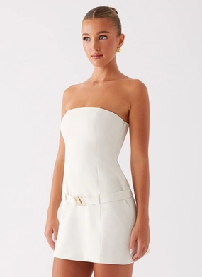 Lume Strapless Mini Dress - Ivory Smooth-Finish