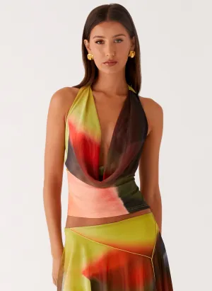 Lustra Cowl Top - Moody Floral AntiStaticCloth Lightweight Blouse Flexible Ribbed Cuffs Lustra Cowl Top - Moody Floral