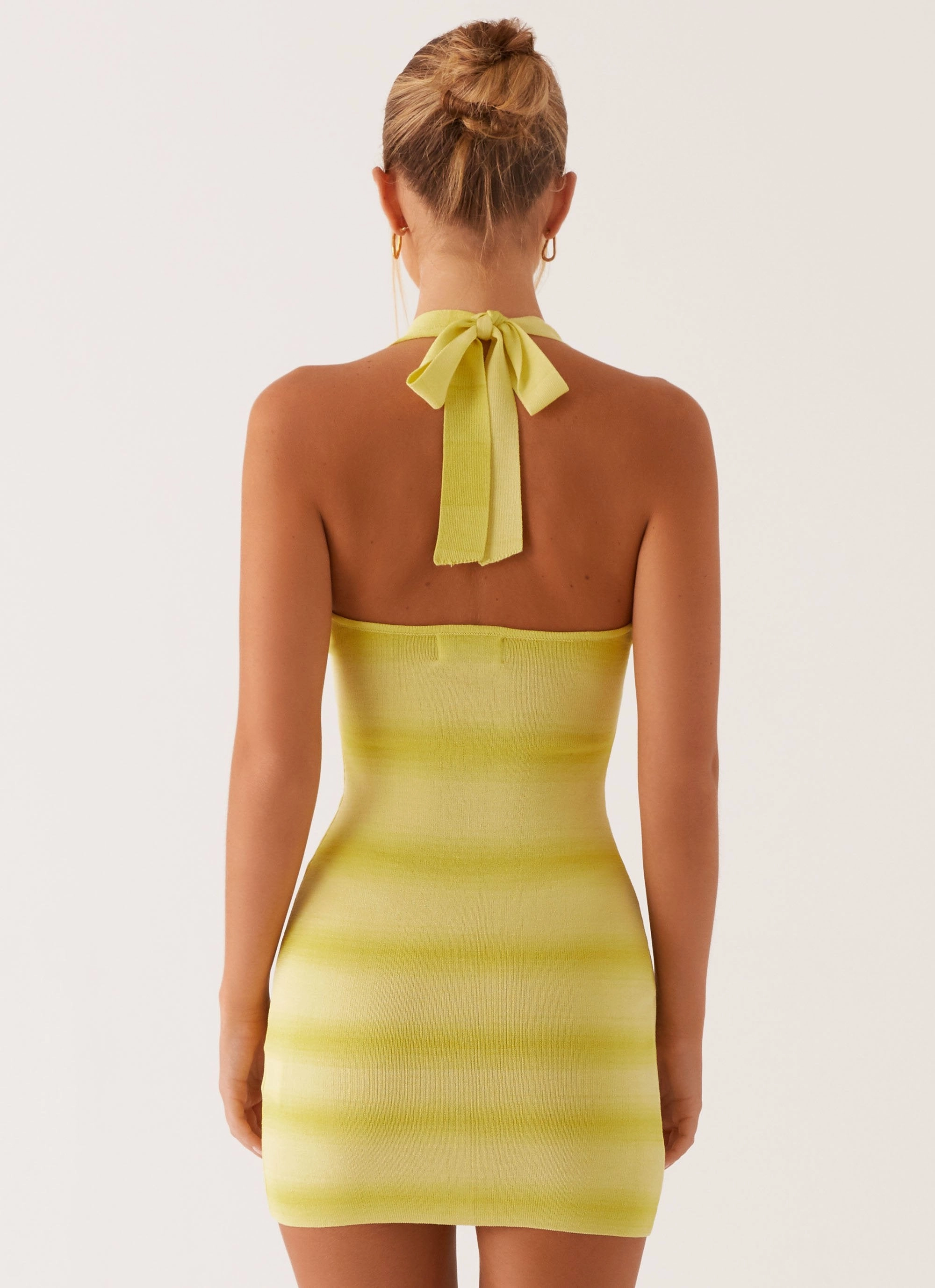 Kallie Knit Mini Dress - Yellow Delicate Edge