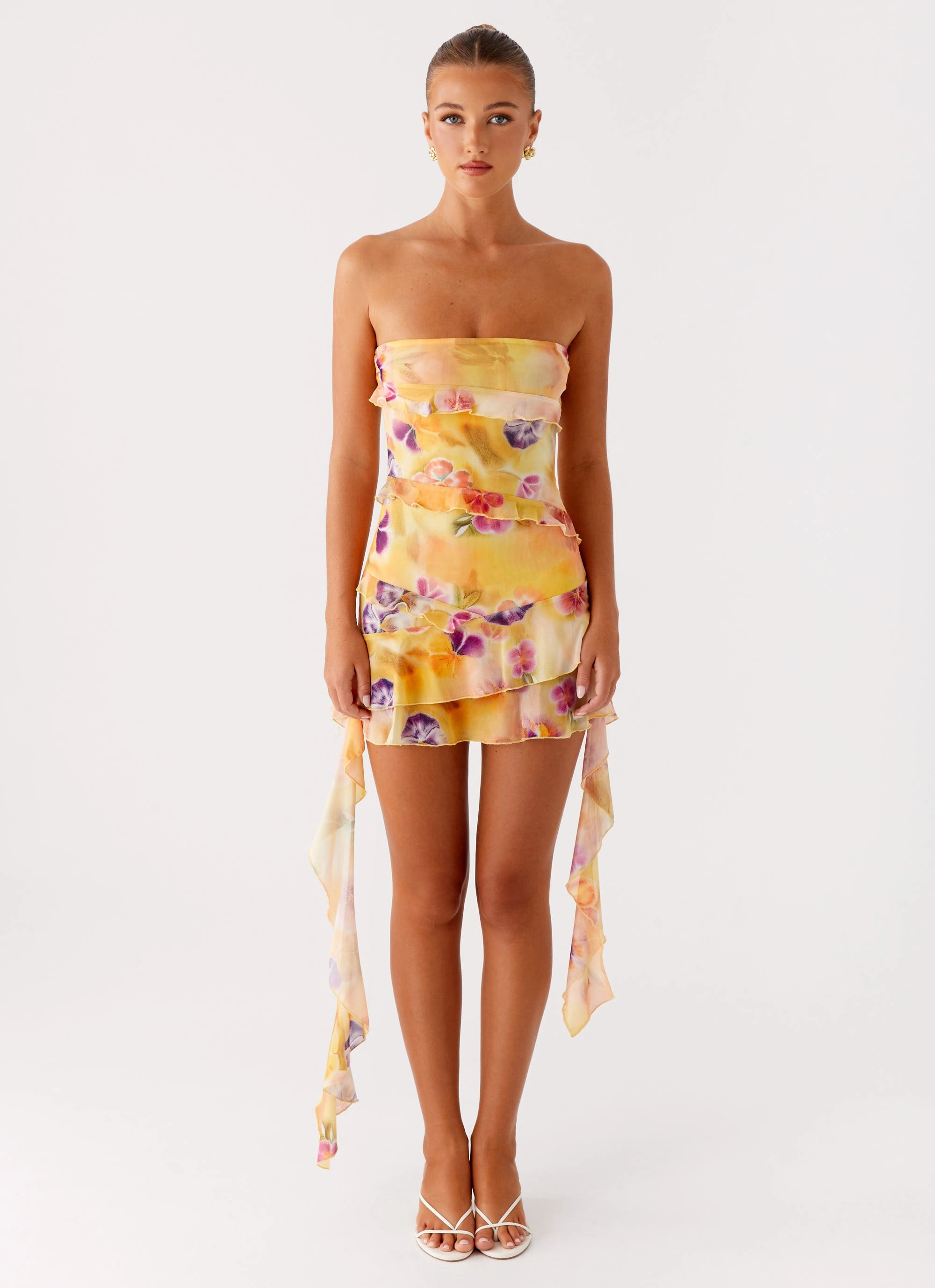 Macey Mini Dress - Sunburst Floral Drawstring-Waist plus-size