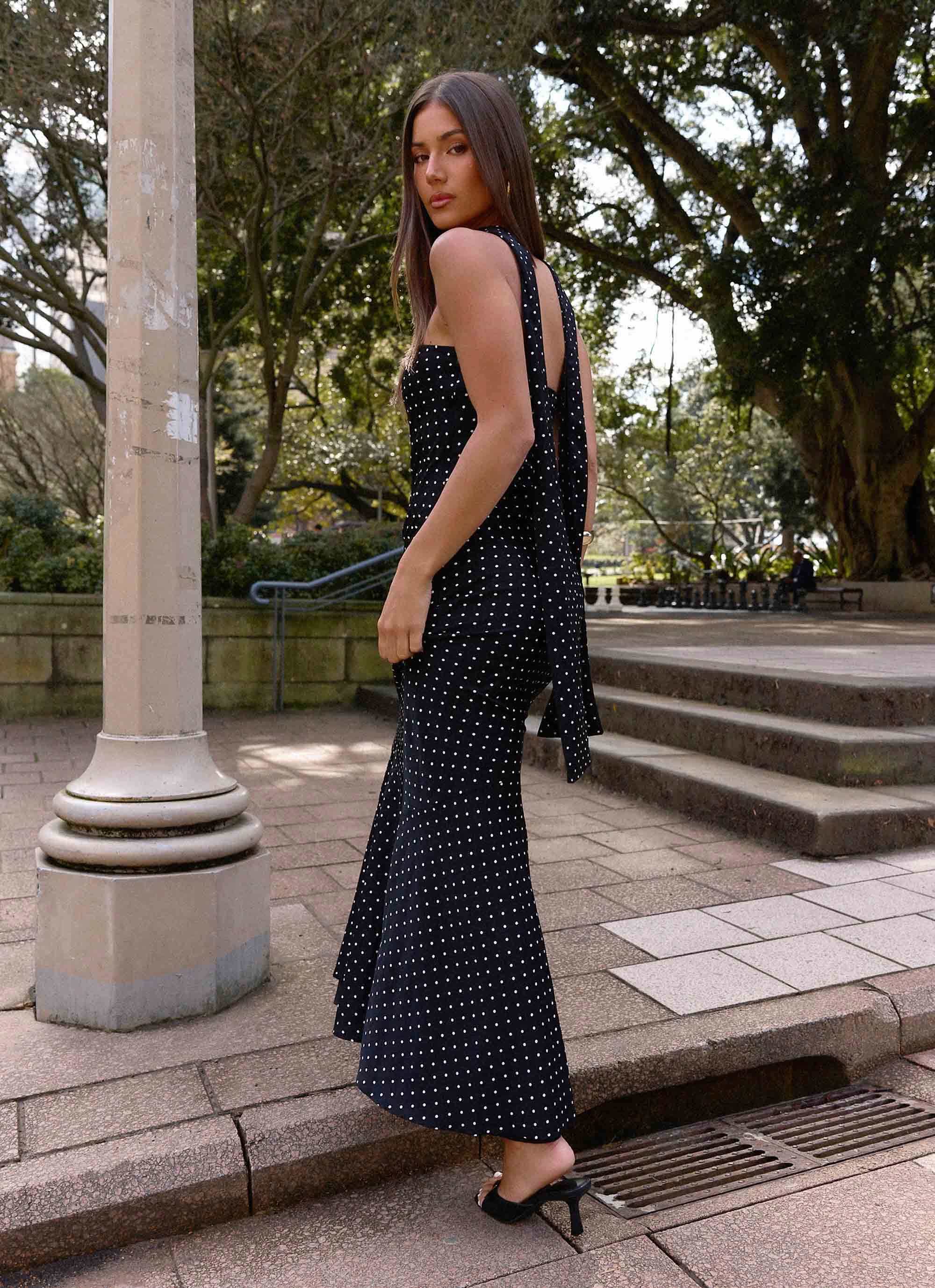 Under The Pagoda Maxi Dress - Black Polkadot Clean Structure