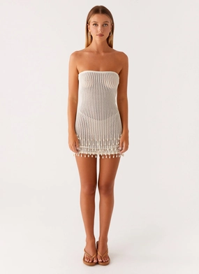 Luxurious Fabric Carpe Diem Crochet Mini Dress - Ivory Carpe Diem Crochet Mini Dress - Ivory Belted-Style Move Easy