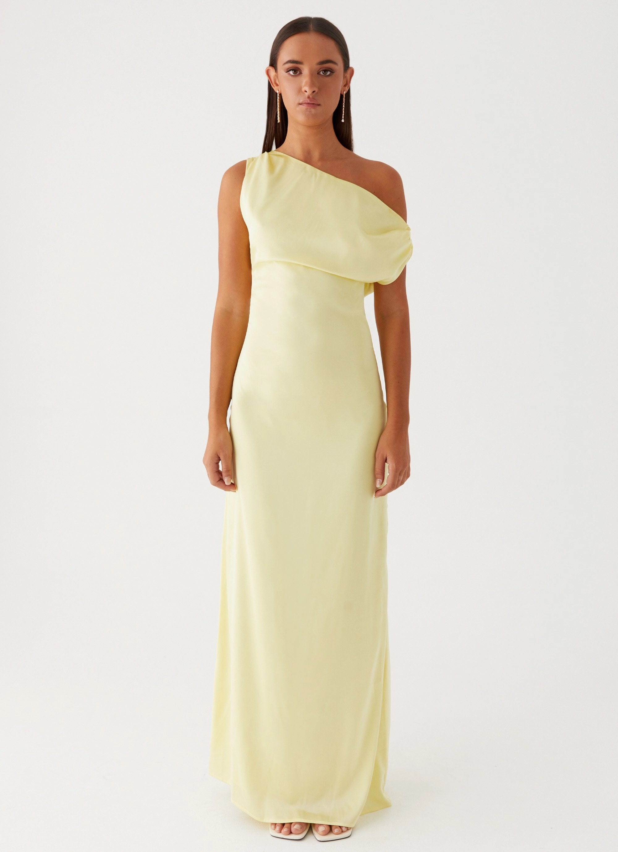 Vibrant Style Heart Of Glass Satin Maxi Dress - Yellow