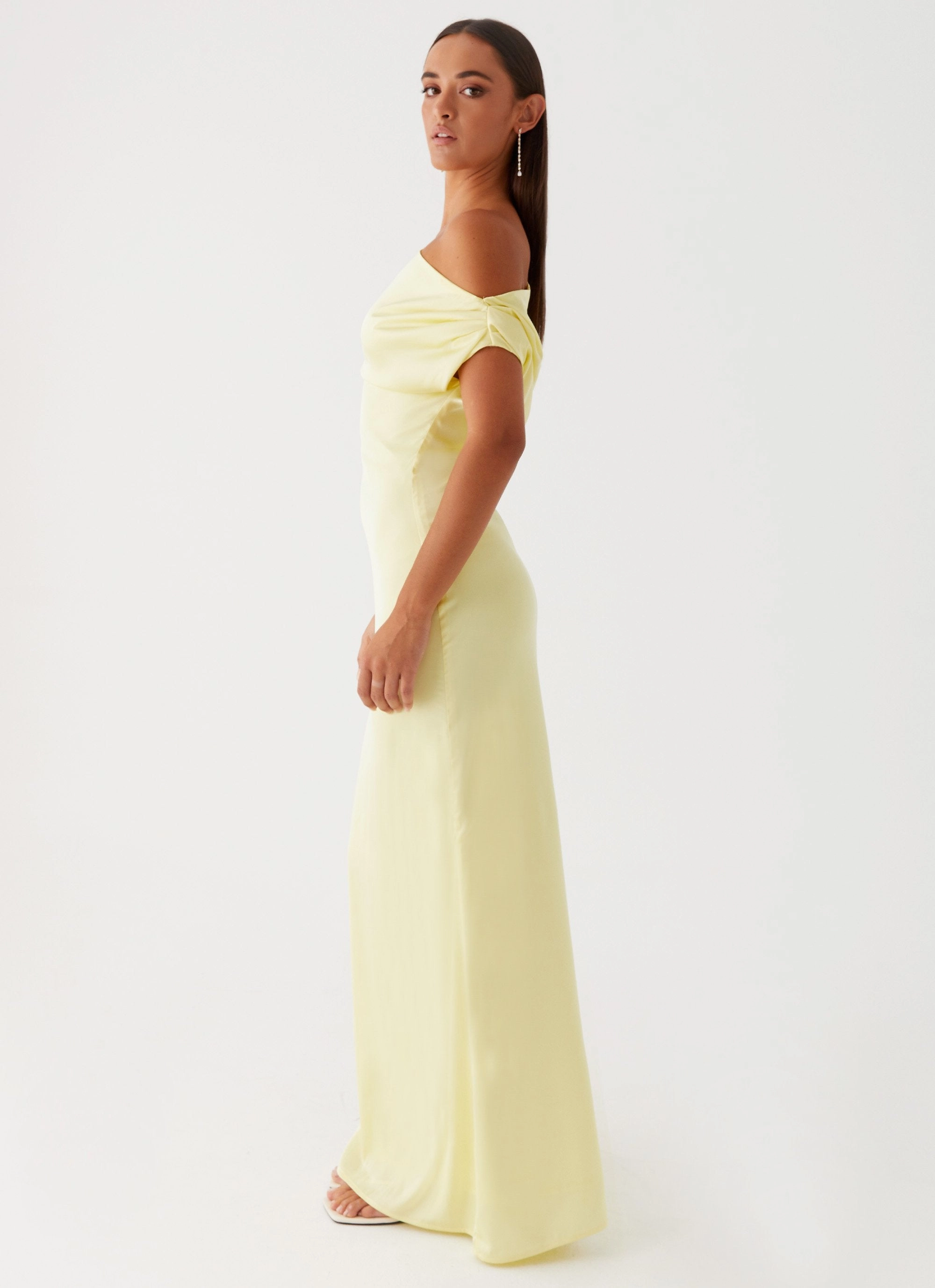 Heart Of Glass Satin Maxi Dress - Yellow Pure Vibes City Ready