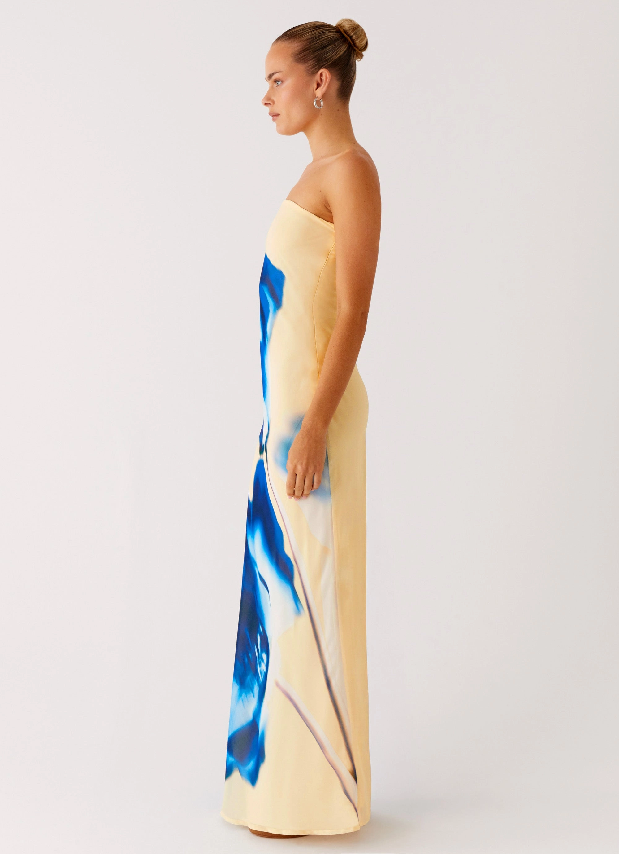 So You Say Strapless Maxi Dress - Heirloom Floral Lounge Texture