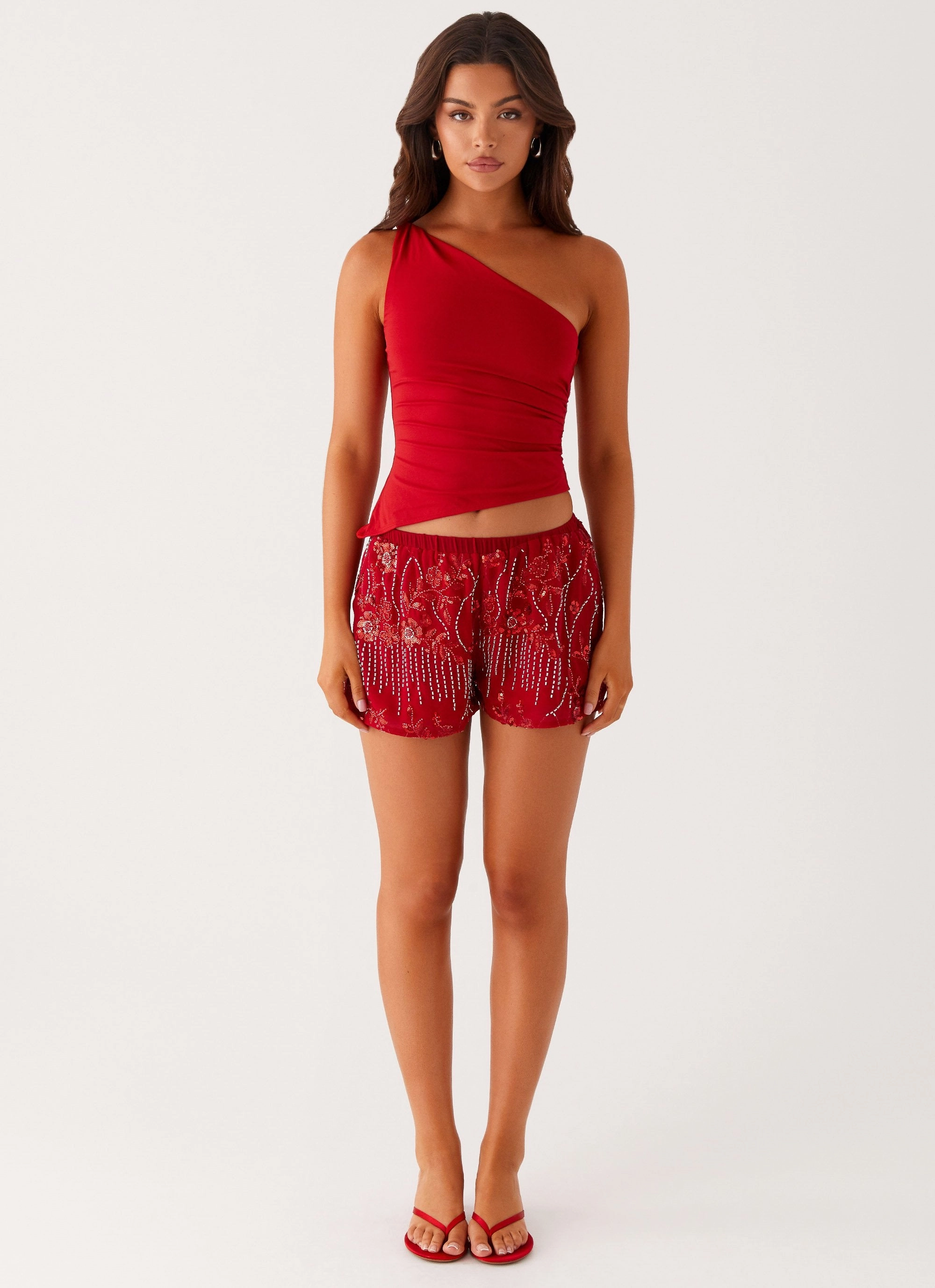 Lightweight insulation Mercer Sequin Mini Shorts - Red