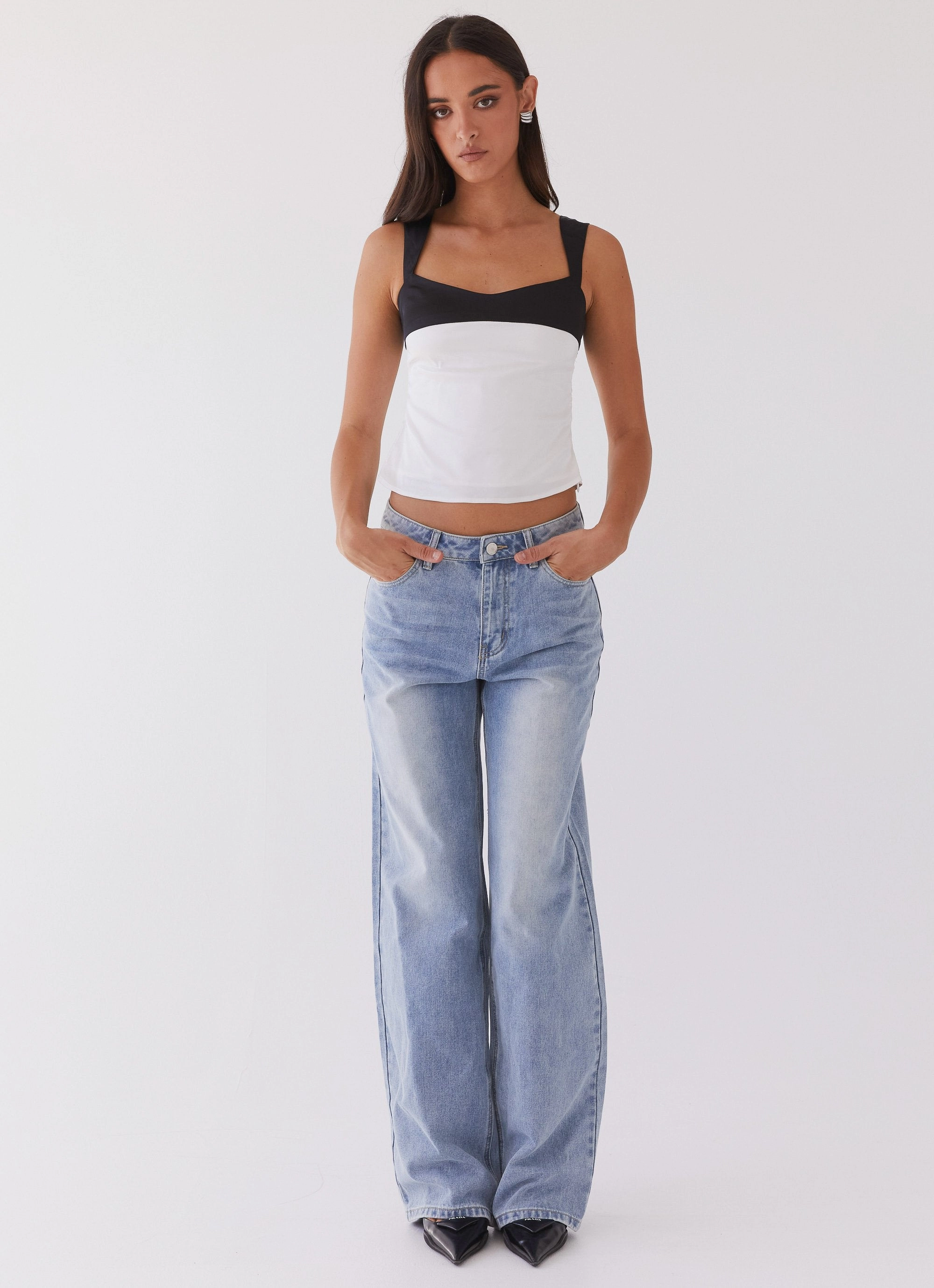 QuickDryConstruction Reinforced Neckline Lylah Satin Top - Noir Pearl