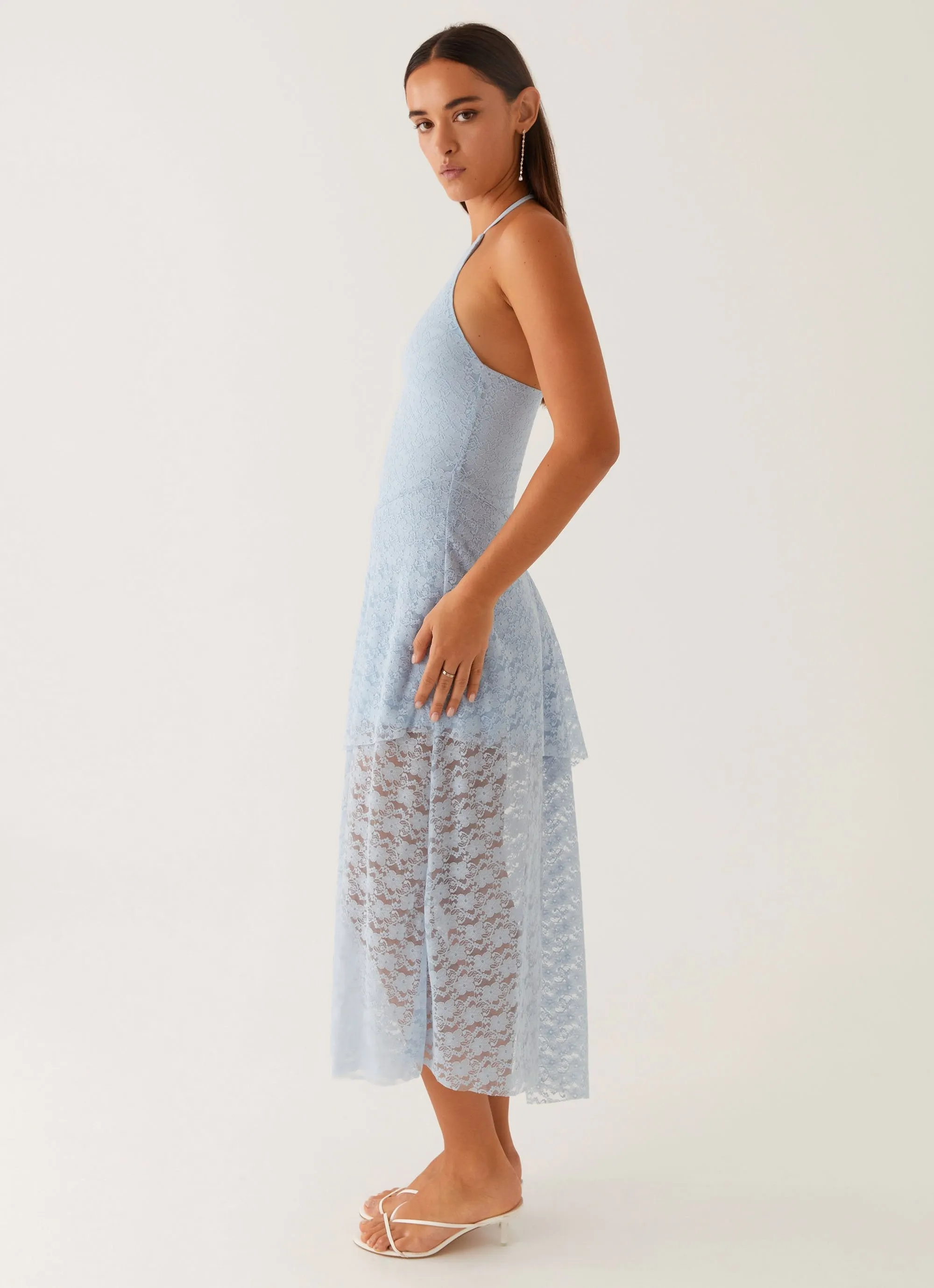 Lyndal Lace Midi Dress - Blue Country Escape