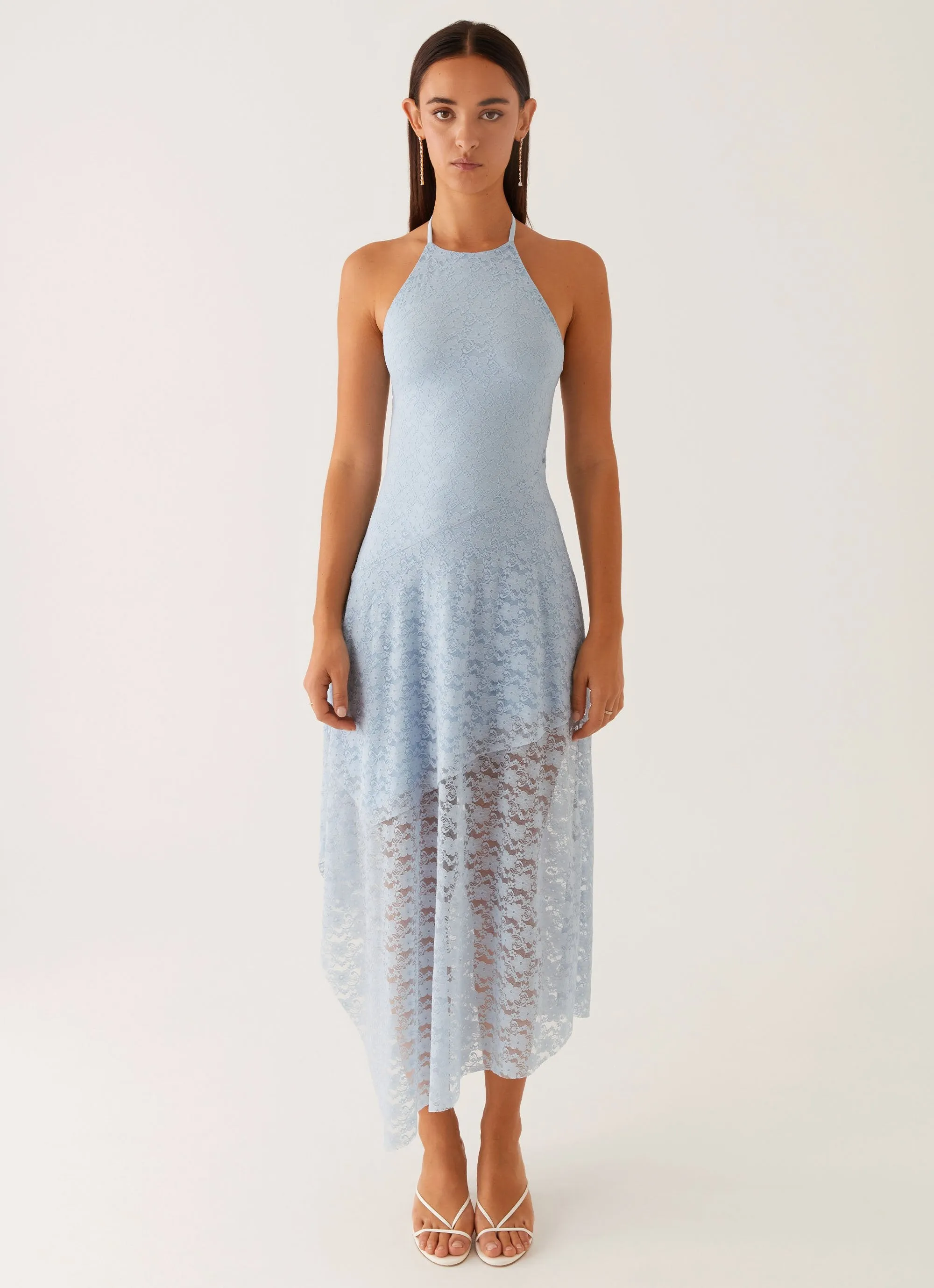Sustainable production Lyndal Lace Midi Dress - Blue