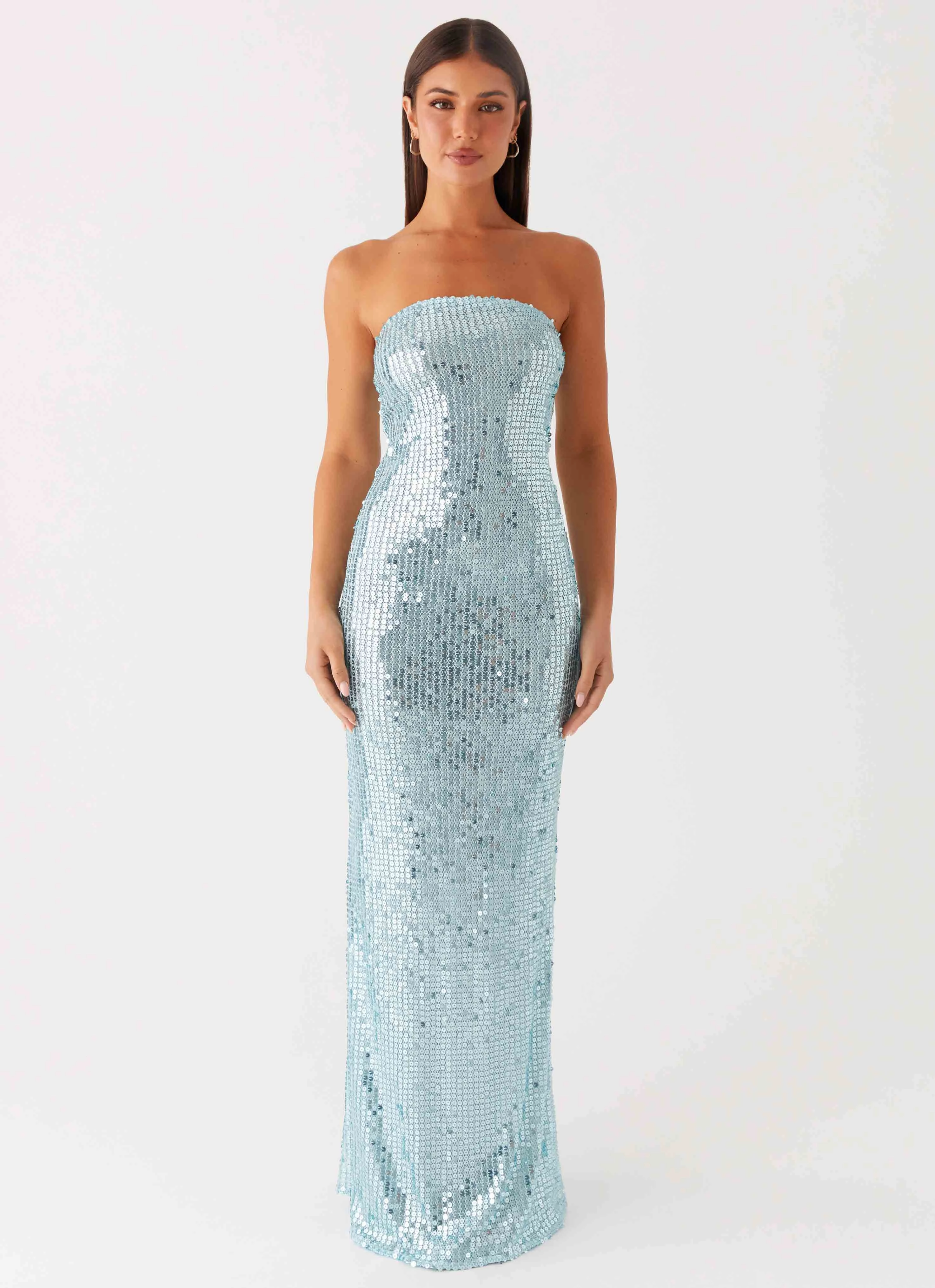 Winter Proof Perfect Style Wear Lyric Sequin Maxi Dress - Turquoise