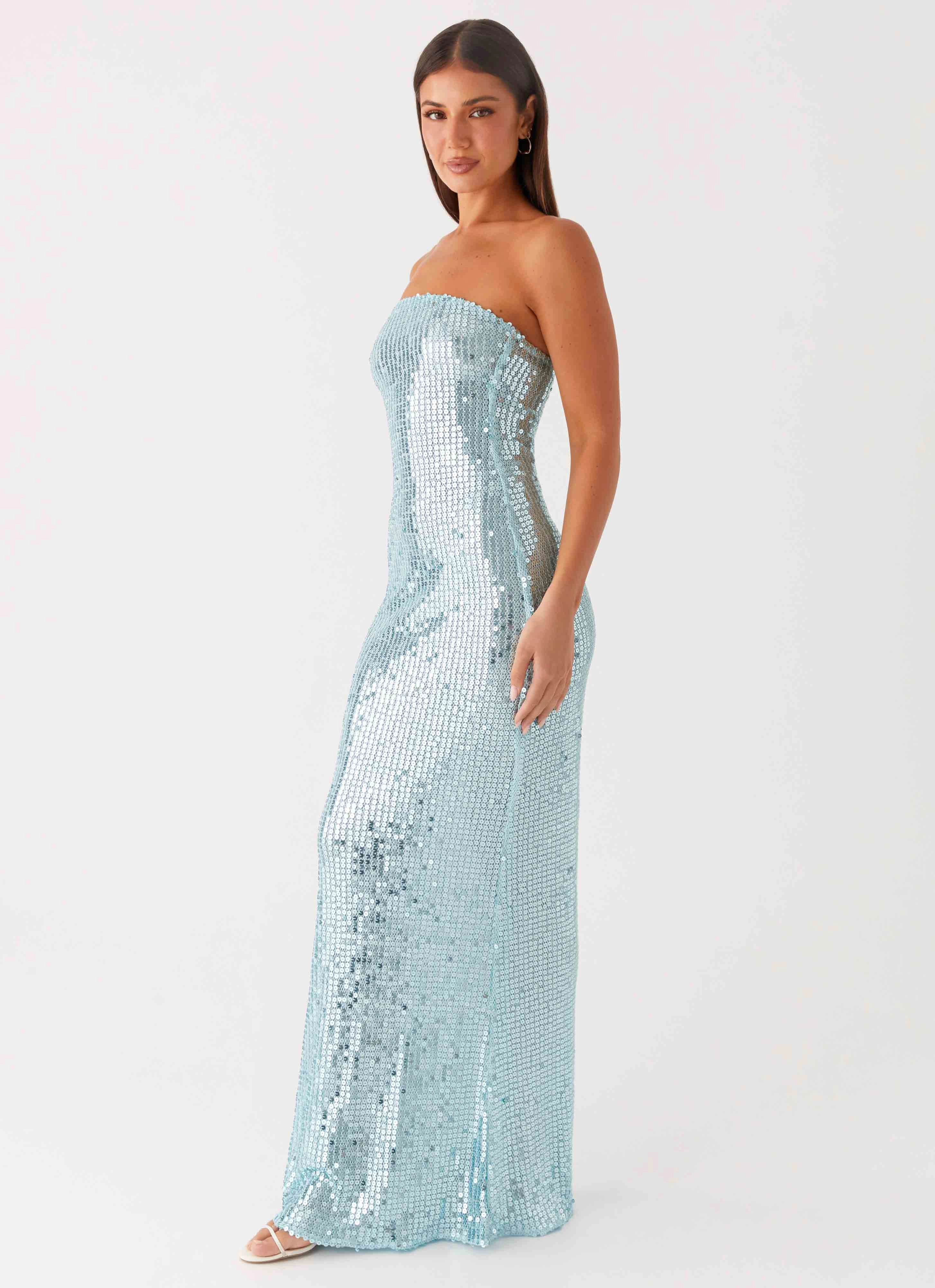 Art Spirit Lyric Sequin Maxi Dress - Turquoise