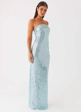 Lyric Sequin Maxi Dress - Turquoise Perfect for Layering Breezy Style Urban Minimalism Lyric Sequin Maxi Dress - Turquoise