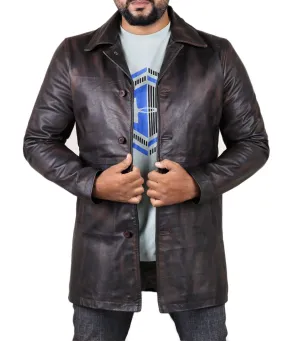 Lyrith Modern Fit Long Leather Car Coat