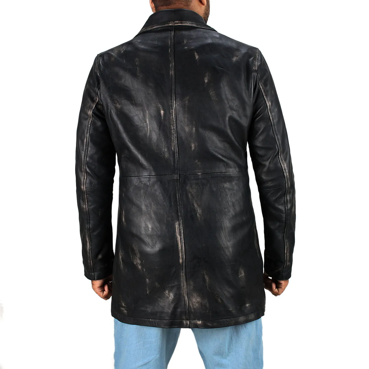 Lyrith Modern Fit Long Leather Car Coat