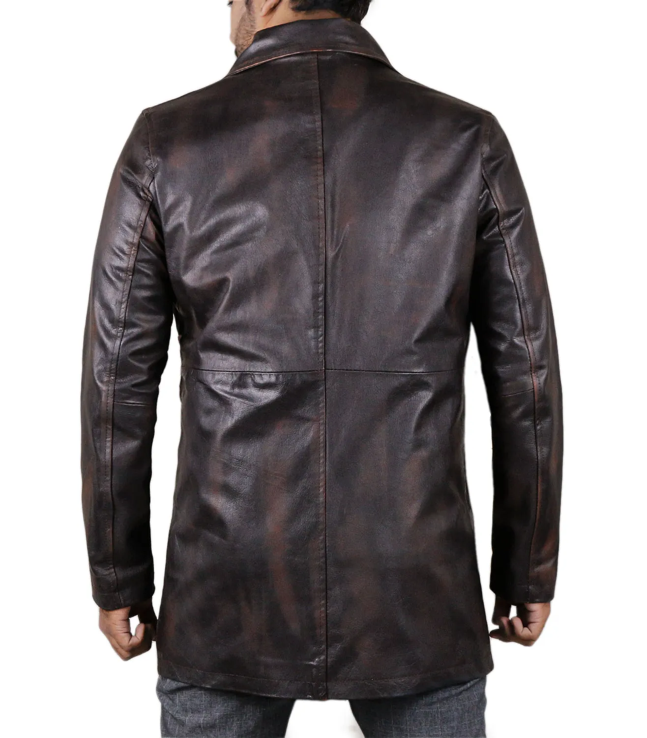 Lyrith Modern Fit Long Leather Car Coat