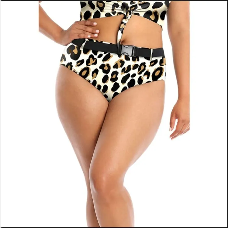 Lysa Plus Extended Sizes Kori Cheetah 2 Piece Crop Top Bikini Swimsuit Set 0X 1X 2X 3X
