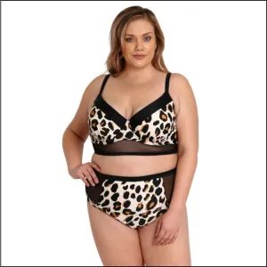 Lysa Plus Extended Sizes Mimi Cheetah Mesh 2 Piece Swimsuit Set 0X 1X 2X 3X