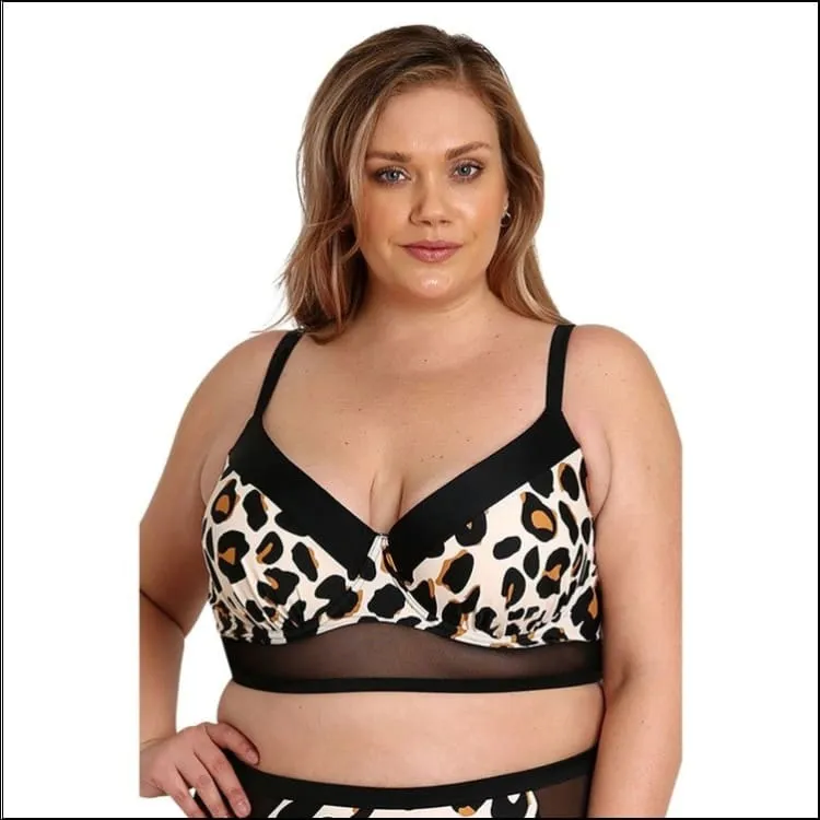 Lysa Plus Extended Sizes Mimi Cheetah Mesh 2 Piece Swimsuit Set 0X 1X 2X 3X