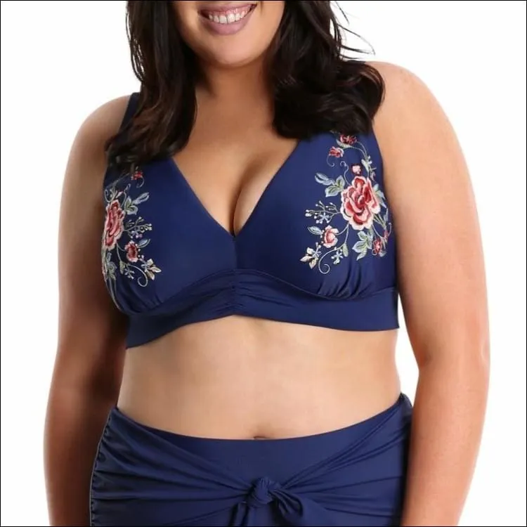 Lysa Women’s Plus Size Barbie Floral Embroidered Bikini Swimsuit 2pc Set 0X 1X 2X 3X