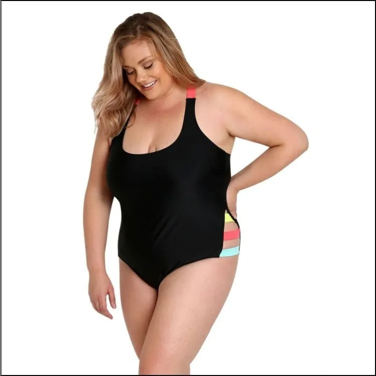 Lysa Women’s Plus Size Caddy Scoop Neck Color-Block One Piece Swimsuit 0X 1X 2X 3X