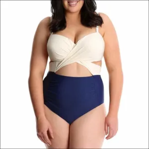 Lysa Women’s Plus Size Carly Twist Front One Piece Swimsuit 0X 1X 2X 3X