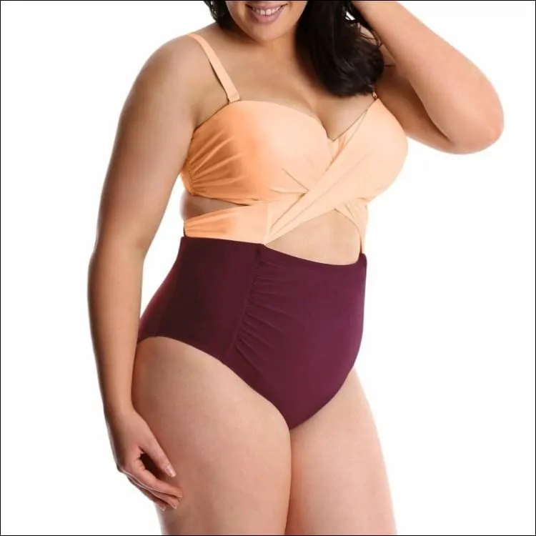 Lysa Women’s Plus Size Carly Twist Front One Piece Swimsuit 0X 1X 2X 3X