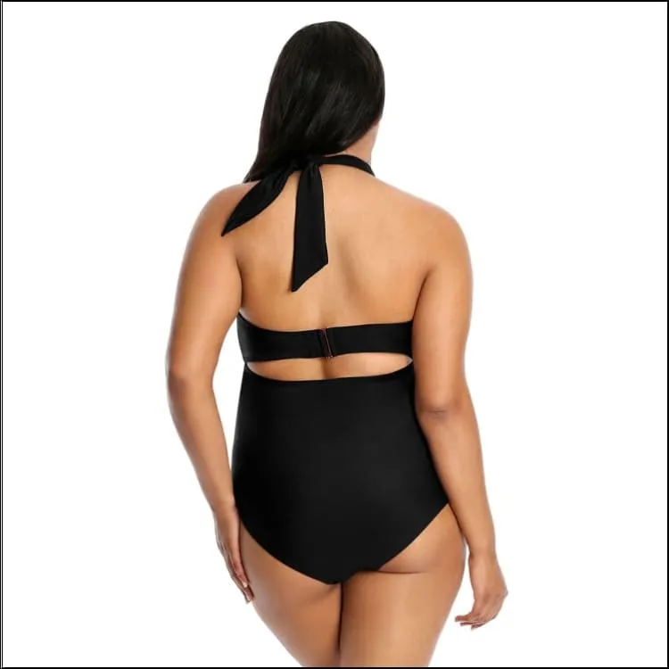 Lysa Women’s Plus Size Heather Halter One Piece Swimsuit 0X 1X 2X 3X